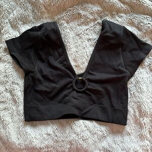 Aerie Black Scoop Neck Crop Top- Size M